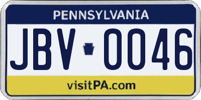 PA license plate JBV0046