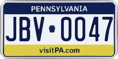 PA license plate JBV0047