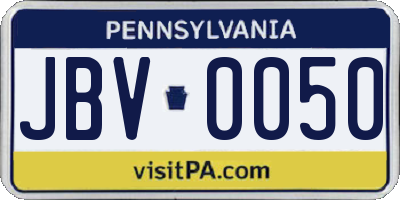 PA license plate JBV0050