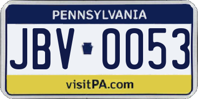 PA license plate JBV0053
