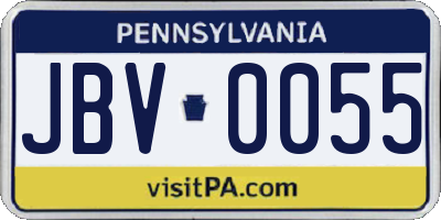 PA license plate JBV0055