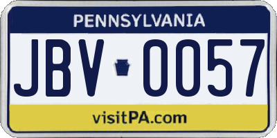 PA license plate JBV0057