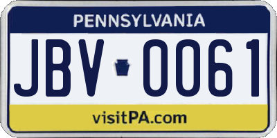 PA license plate JBV0061