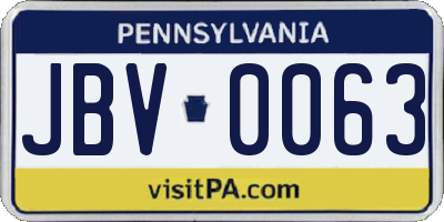 PA license plate JBV0063