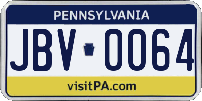 PA license plate JBV0064