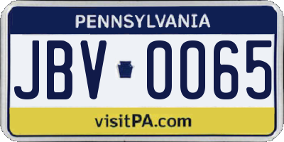 PA license plate JBV0065