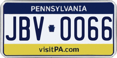 PA license plate JBV0066