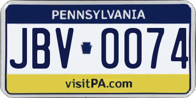 PA license plate JBV0074