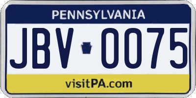 PA license plate JBV0075