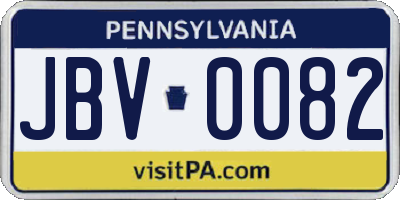 PA license plate JBV0082