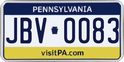 PA license plate JBV0083