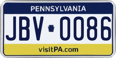 PA license plate JBV0086