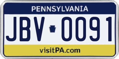 PA license plate JBV0091