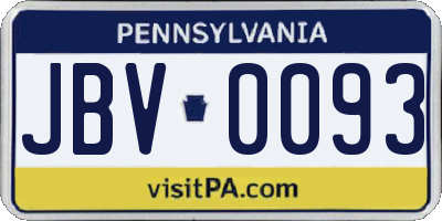 PA license plate JBV0093