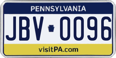 PA license plate JBV0096