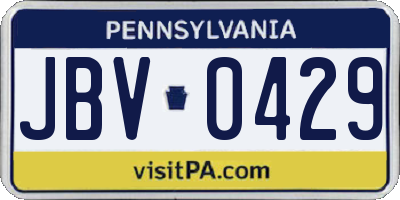 PA license plate JBV0429