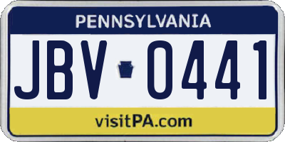 PA license plate JBV0441