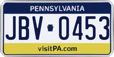 PA license plate JBV0453