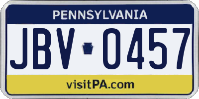 PA license plate JBV0457