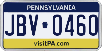 PA license plate JBV0460
