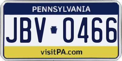 PA license plate JBV0466
