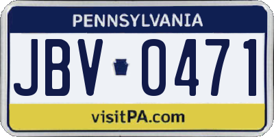 PA license plate JBV0471