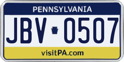 PA license plate JBV0507