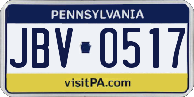 PA license plate JBV0517