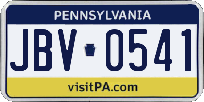 PA license plate JBV0541