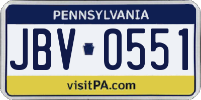 PA license plate JBV0551