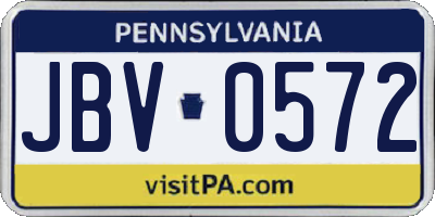 PA license plate JBV0572