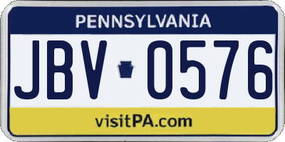 PA license plate JBV0576