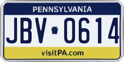 PA license plate JBV0614