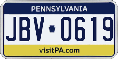 PA license plate JBV0619