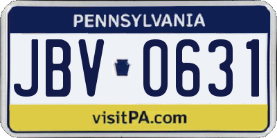 PA license plate JBV0631