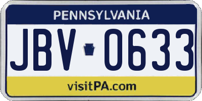 PA license plate JBV0633