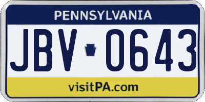 PA license plate JBV0643