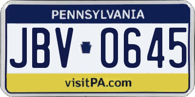 PA license plate JBV0645