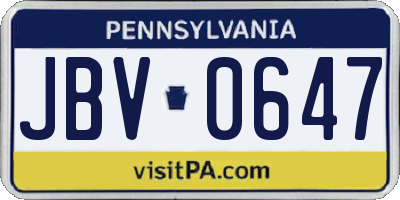 PA license plate JBV0647
