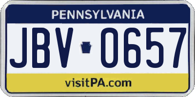 PA license plate JBV0657