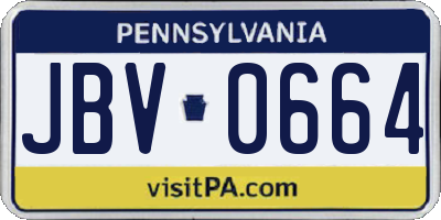 PA license plate JBV0664