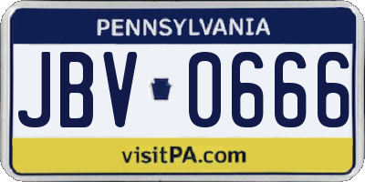 PA license plate JBV0666