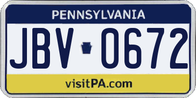 PA license plate JBV0672