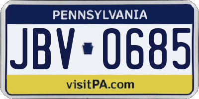 PA license plate JBV0685