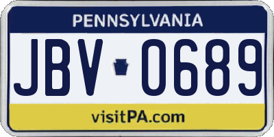 PA license plate JBV0689
