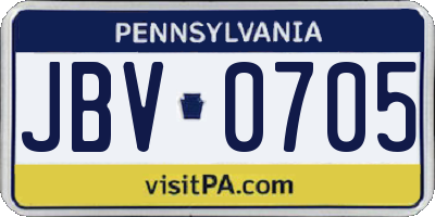 PA license plate JBV0705