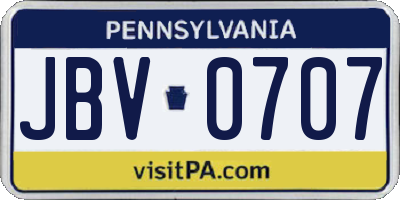PA license plate JBV0707