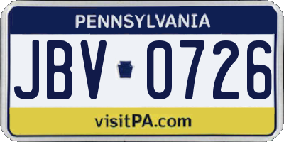PA license plate JBV0726