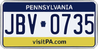 PA license plate JBV0735