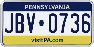 PA license plate JBV0736
